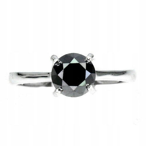 Pierścionek czarny diament 1.32ct srebrny r 14 AAA