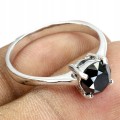 Pierścionek czarny diament 1.32ct srebrny r 14 AAA