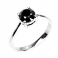 Pierścionek czarny diament 1.32ct srebrny r 14 AAA
