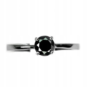 Pierścionek czarny diament AAA 0.62ct srebrny r 11