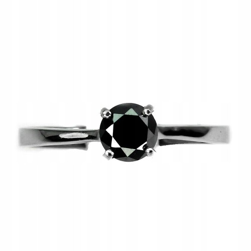 Pierścionek czarny diament AAA 0.62ct srebrny r 11