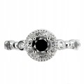 Pierścionek czarny diament 0.54ct srebrny r 14 AAA