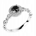 Pierścionek czarny diament 0.54ct srebrny r 14 AAA