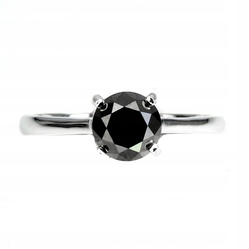 Pierścionek czarny diament 1.425ct srebrny r 17