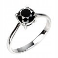 Pierścionek czarny diament 1.425ct srebrny r 17