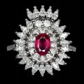 Pierścionek naturalny rubin cyrkonie srebro r 15