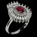 Pierścionek naturalny rubin cyrkonie srebro r 15