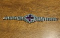 Silver bracelet with natural amethysts and zircons 2