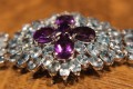 Silver bracelet with natural amethysts and zircons 2