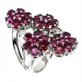Srebrny pierścionek granaty rodolit 925 r 14 kwiat