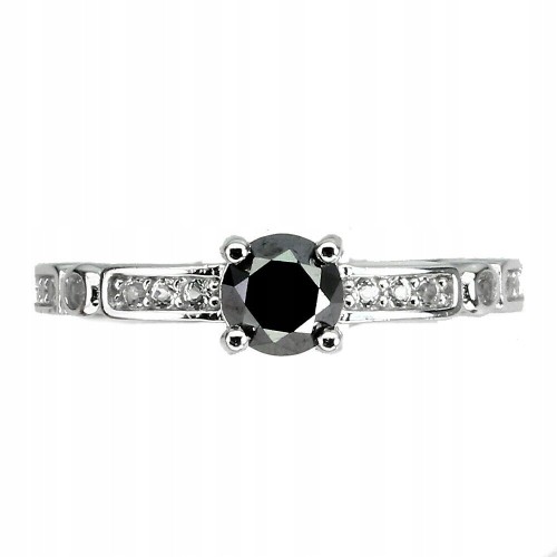 Pierścionek naturalny 0.68ct czarny diament r 12