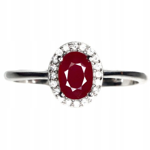 Delikatny pierścionek naturalny rubin 925 r 16