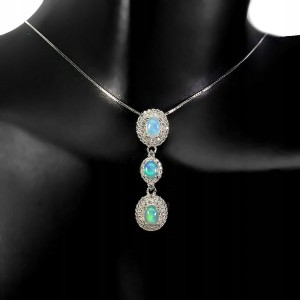 Srebrny naszyjnik ogniste opale naturalne 925 13