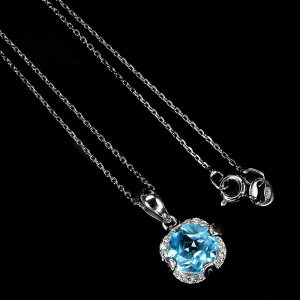 Srebrny naszyjnik Sky Blue topaz 925 naturalny 21
