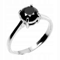 Pierścionek 925 czarny diament 1.31ct srebrny r 14