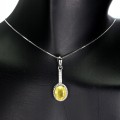 Naszyjnik srebrny żółty szafir 925 naturalny
