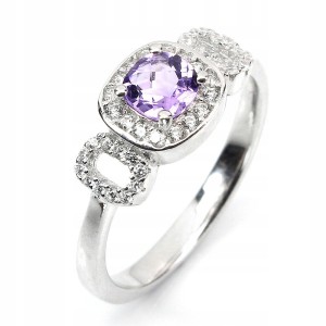 Pierścionek r 17 naturalny ametyst delikatny 925