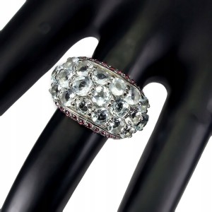 Pierścionek r 16 naturalne granaty akwamaryny 925