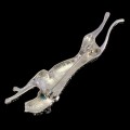 Srebrna broszka naturalny turkus markazyty gepard
