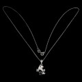 Naszyjnik srebrny naturalny topaz czarny opal żaba