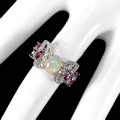 Pierścionek naturalny opal ognisty r 11.5 granaty