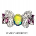 Pierścionek naturalny opal ognisty r 11.5 granaty