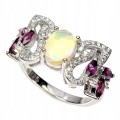 Pierścionek naturalny opal ognisty r 11.5 granaty