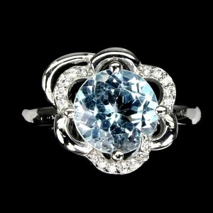 Pierścionek srebrny naturalny Sky Blue Topaz r 9.5