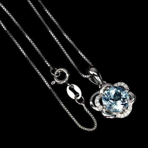 Srebrny naszyjnik Sky Blue topaz 925 naturalny 20