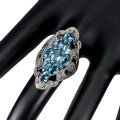 Pierścionek 925 szafiry London Blue Topazy r 17