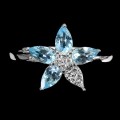 Pierścionek 925 srebrny Sky Blue Topazy r 12 kwiat