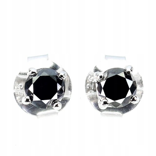 Kolczyki naturalne czarne diamenty 0.66ct srebro 4