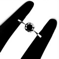 Pierścionek 925 czarny diament 0.915ct srebro r 14