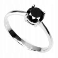 Pierścionek 925 czarny diament 0.915ct srebro r 14
