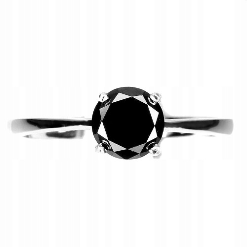Pierścionek czarny diament 0.960ct srebrny r 16.5