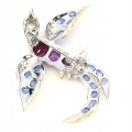 Broszka granaty kianity ametyst szafiry ptak 925