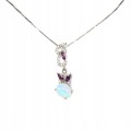 Delikatny srebrny naszyjnik naturalny opal granaty