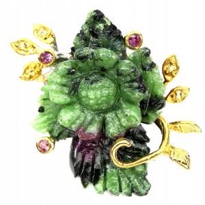 Pierścionek srebro rubin zoisyt r 14 granat szafir