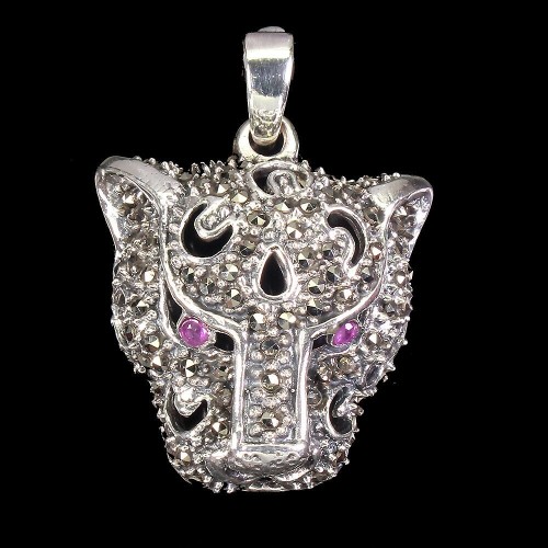 925 Srebro wisiorek natural markazyty rubin tygrys