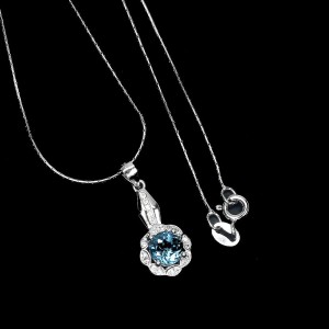 Naszyjnik srebrny 925 London Blue topaz cyrkonie11