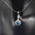 Naszyjnik srebrny 925 London Blue topaz cyrkonie11