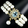 Bransoletka naturalny topaz swiss perły tanzanity