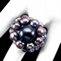 Srebrny pierścionek czarne perły naturalne r 16