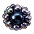 Srebrny pierścionek czarne perły naturalne r 16