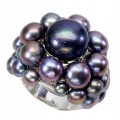 Srebrny pierścionek czarne perły naturalne r 16