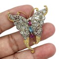 Broszka motyl granat szafiry akwamaryny topaz 925