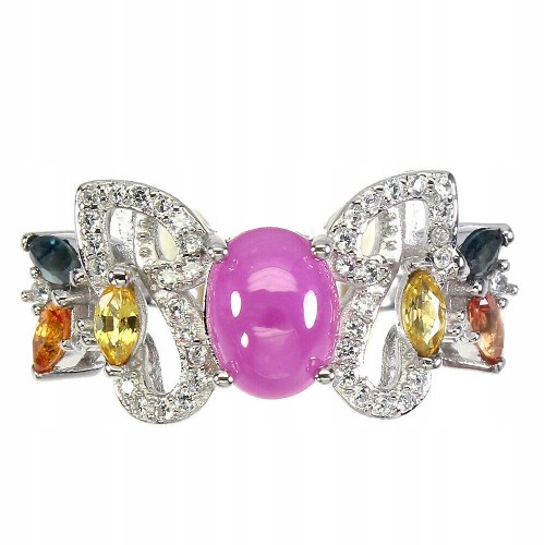 925 Pierścionek r 17 srebrny rubin szafiry Songea