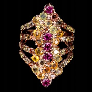 Srebrny pierścionek granaty szafiry Songea r 14