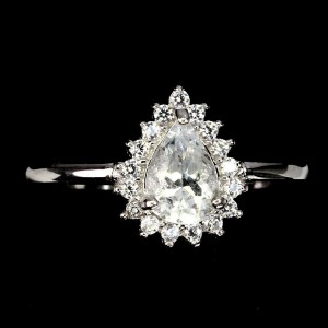 Pierścionek delikatny 925 akwamaryn cyrkonie r 14