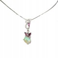 925 Srebro naszyjnik ognisty opal granaty rodolity